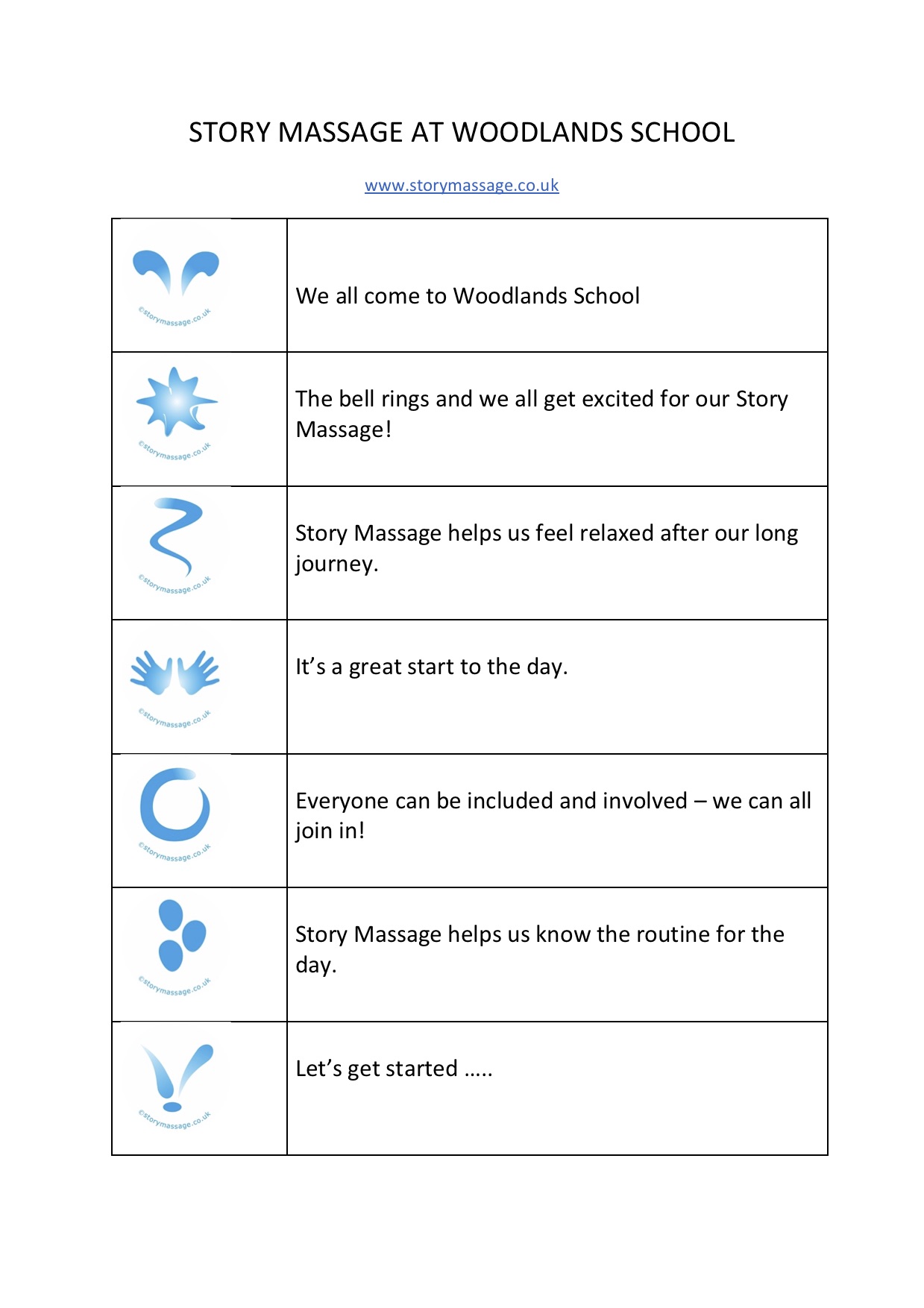 Story Massage At Woodlands School Story Massage 